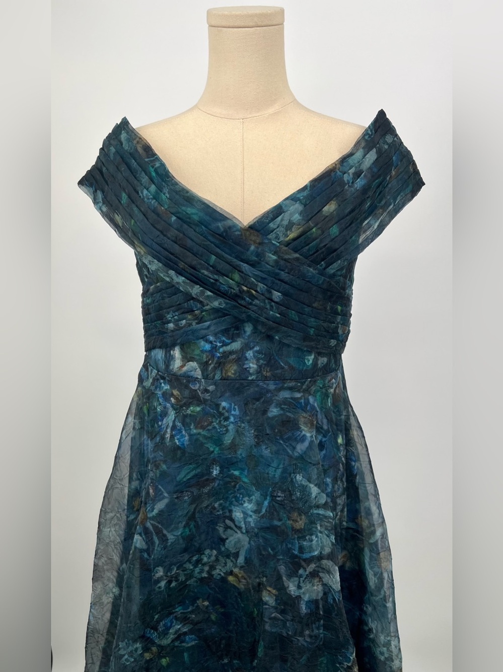 THEIA Auden Off Shoulder Midi Dress | 8 NWT Alfresco Floral - Picture 7 of 15